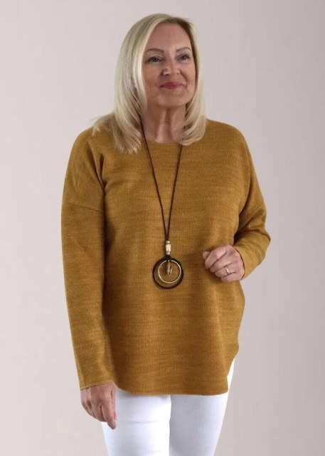 Mudflower Mustard Jumper with Necklace